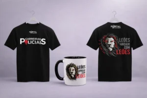 Kit Carreiras Policiais Portal Concursos — Camisa + Xícara Exclusivos